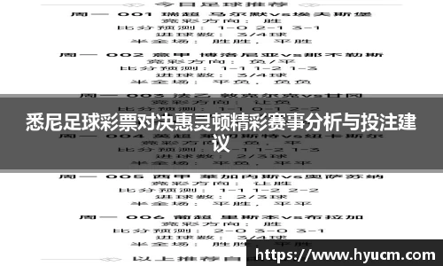 悉尼足球彩票对决惠灵顿精彩赛事分析与投注建议